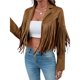 thumbnail image 3 of Chaquetas de Mujer de Piel Sintética de Ante con Flecos y Forro. Abrigos Cortos con Flecos. Imprescindibles de de Otoño. Marrón Oscuro L, 3 of 10