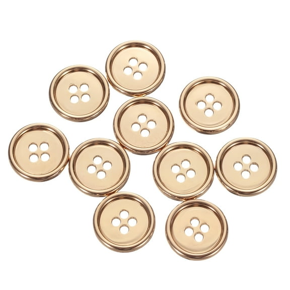 Uxcell 10pcs Metal Sewing Button, 18mm 4-Hole Round Suit Shirts Coats Clothes Sewing Buttons for Decoration Craft, Gold