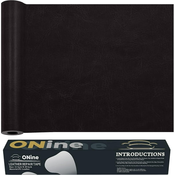 ONine Parche de reparación de cuero, cinta de reparación de cuero, parche de reparación de cuero de 3 x 60 pulgadas para muebles, kit de reparación de vinilo, parche de cuero para sofás, muebles, asie