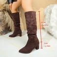 thumbnail image 4 of Purcolt Mid-Calf Boots for Women Vintage Trendy Faux Suede Pointed Toe Block Heel Booties Comfort Casual Non-Slip Pull-on Western Cowgirl Boots for Club Concert Trave, 4 of 9