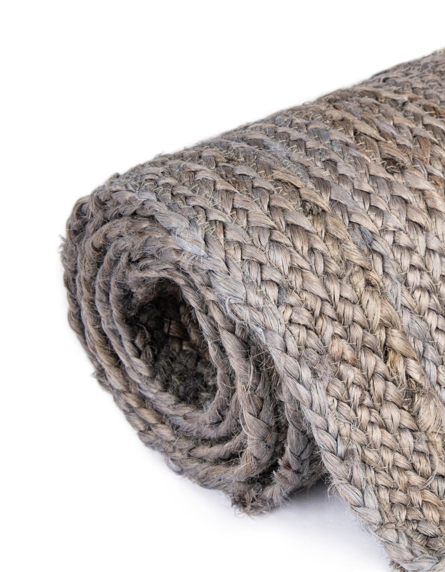 Indian Handmade Braided Pure Gray Jute Area Rug 2 x 2 Feet Round (61 cm x 61 cm), Home Decor Rugs