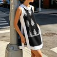 thumbnail image 5 of OIOLOYJM 2 Piece Sets for Women Casual Dress Boho Vintage Print Side Slit Sleeveless Crew Neck Tank Tops Matching Shorts Breathable Lounge Vacation Travel Outfits with Pockets Black 2XL, 5 of 6