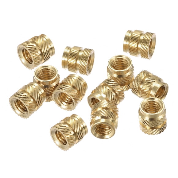 Unique Bargains Knurled Insert Nut M4 x 6mm L x 6mm OD Female Thread Brass Embedding Nut 60 Pack