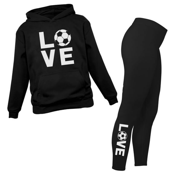 Soccer Leggings and Hoodie for Women Girls Set Gift for Soccer Fans Black XX-Large / Black XX-Large