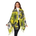 thumbnail image 3 of FORMRS Womens Scarf Winter Soft Long Big Warm Shawls Wrap Tassel Scarves, Yellow Flowers, 3 of 9