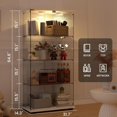 thumbnail image 2 of Display Cabinet with Light, Glass Door and Lock, 4-Shelf Fast Installation in 30Mins Curio Cabinet with 5mm Tempered Glass Floor Standing Bookshelf for Bedroom, Living Room, 65'' x32'' x14'', White, 2 of 7