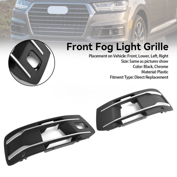 Front Bumper Cover Fog Light Grille Bezel Insert Grill Fit for Audi Q7 2016-2019