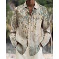thumbnail image 1 of Camisa con botones y cuello vuelto de manga larga con estampado abstracto 3D de flores de llama para hombre, superventas de, 1 of 6