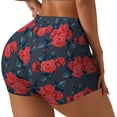 thumbnail image 2 of Fotbe Rose Flowers Seamless Shorts, Womens Workout Shorts High Waist Stretch Booty Short for Gym/Yoga/Running/Biking-X-Large, 2 of 9