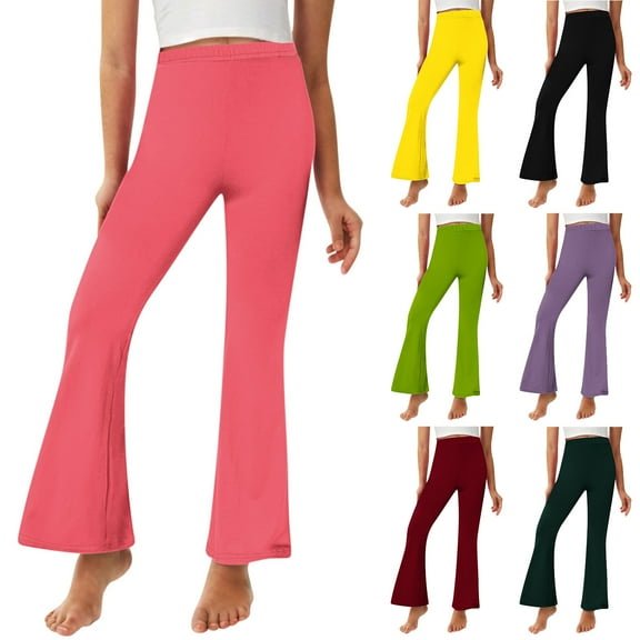 Horkkom Girls Leggings Size 10-12 High Waisted Color Block Pants Stretchy Yoga Flare Leggings Dance Athletic Leggings 2 Years