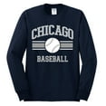 thumbnail image 2 of Wild Bobby City of Chicago CHI American Baseball Fantasy Fan Sports Men's Long Sleeve T-Shirt, Navy, X-Large, 2 of 6