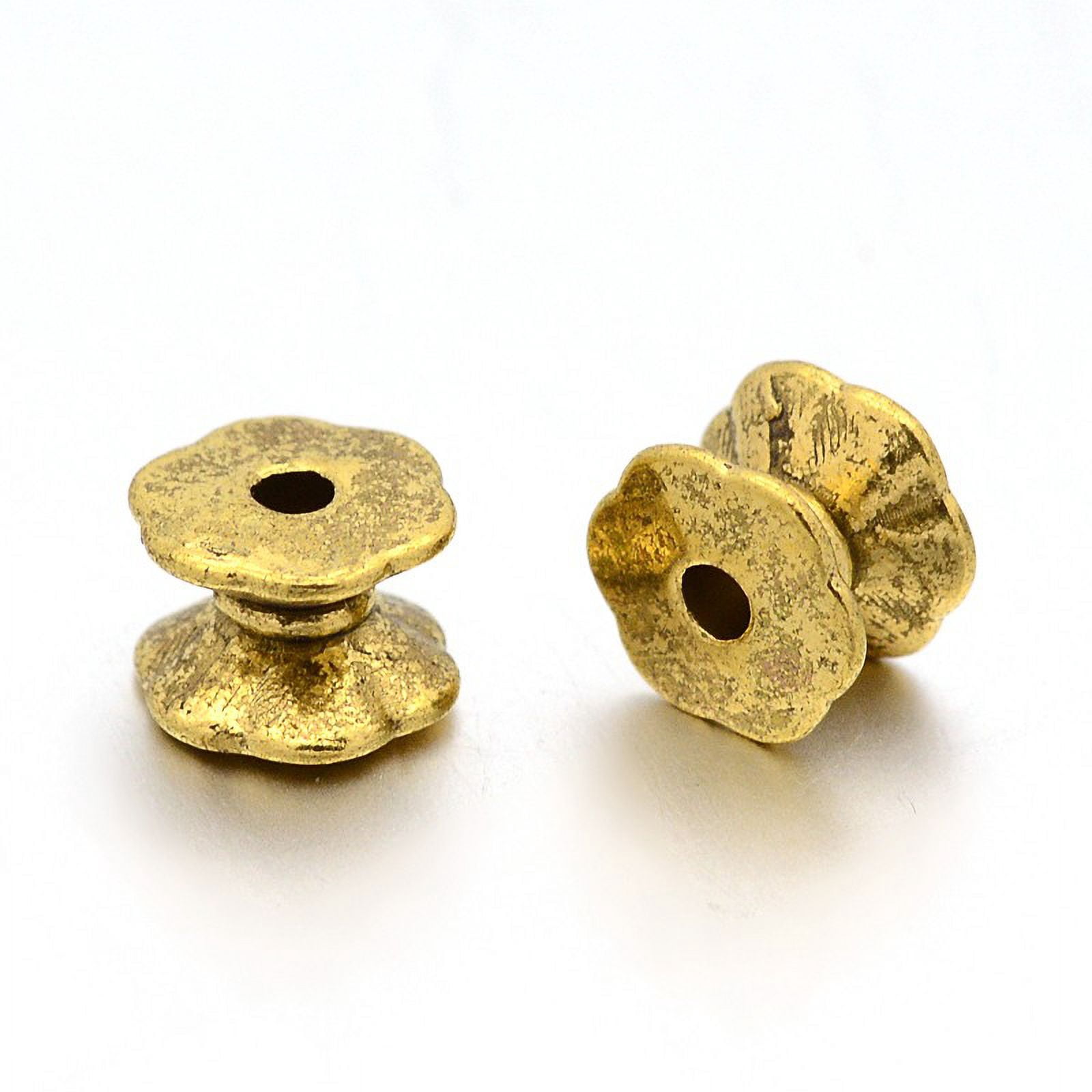 1000 pc Tibetan Silver Double Sided Bead Caps Lead Free Cadmium Free and Nickel Free Antique Golden 5mm long 7mm wide hole: 2mm