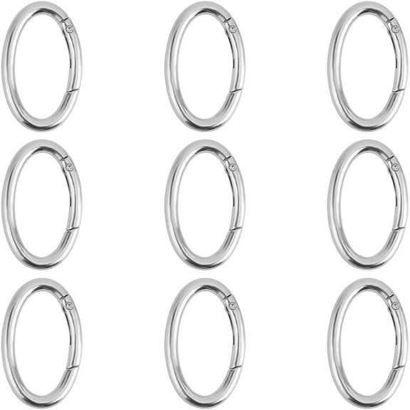 1 Box 10Pcs Metal Spring Oval Rings Carabiner Jewelry Clasp Silver Alloy Trigger Gate Small Lobster Metal Snap Hook Buckle Clip Accessories for Jewelry Bags Purse Keychains Lanyards DIY Craft