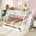 thumbnail image 3 of Harper & Bright Designs Twin Over Full Bunk Beds with Storage Stairway & Drawers, Solid Wood Bunk Bed with Storage Stairway and Guard Rail for Bedroom, White, 3 of 11