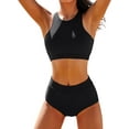 thumbnail image 1 of NICKSUN High Waisted Bikini Sets for Women, 2 Piece Swimsuit Women High Neck Bikinis Racerback Bathing Suits, 1 of 4