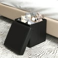 thumbnail image 2 of Gymax Folding Storage Ottoman Upholstered Square Footstool PVC Leather 10.5 Gallon Black, 2 of 10