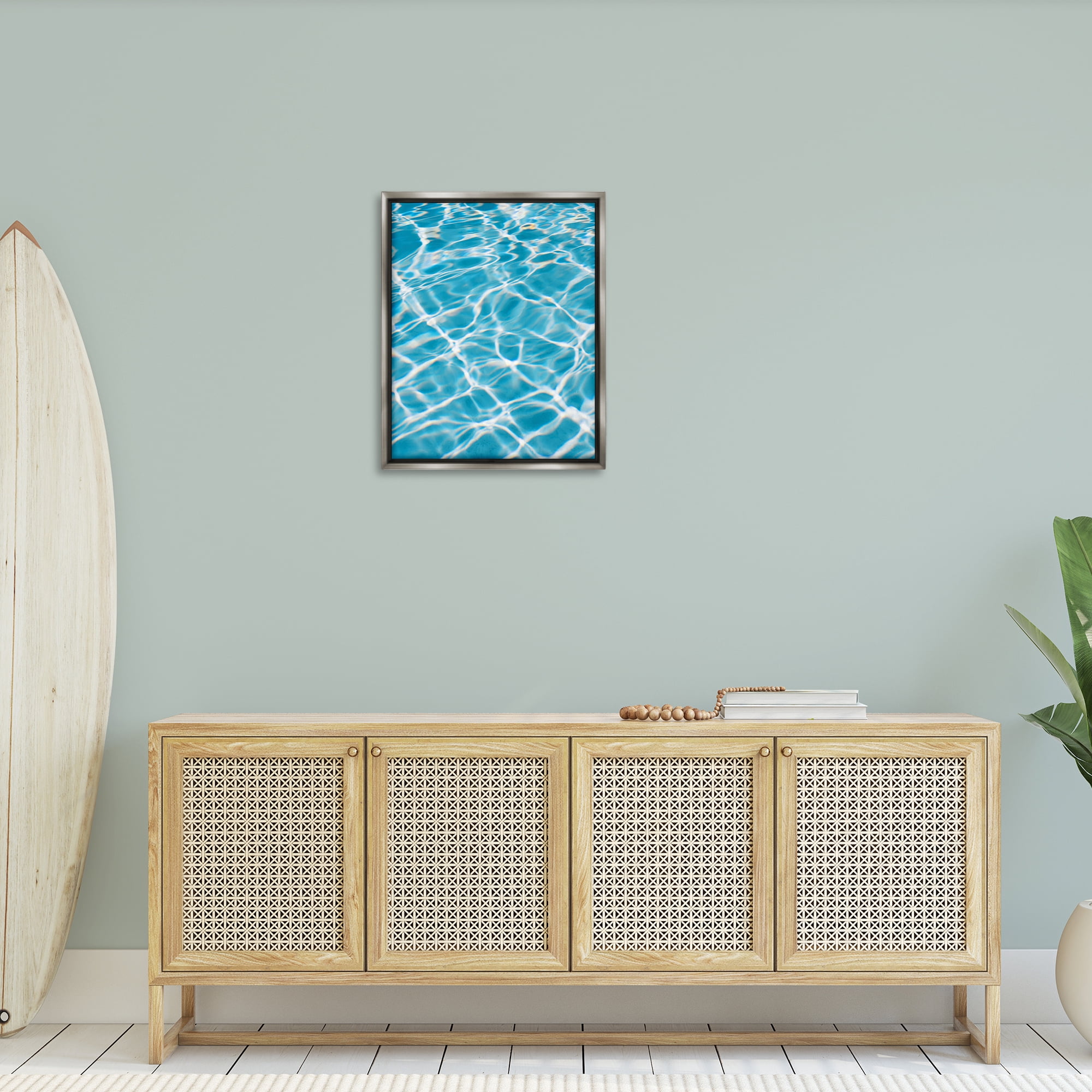 Stupell Industries Summer Water Reflection Abstract Painting Gray Floater Framed Canvas Art Print Wall Art, 25 x 31