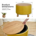 thumbnail image 2 of Round Coffee Table with Storage for Bedroom Living Room Round Ottoman as a Foot Rest Multi-Function High-Capacity Cotton and Linen Fabric Natural Color Desktop Natural Color Feet, 2 of 4