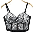 thumbnail image 6 of Abomasnow Women's Rhinestone Crystal Bustier Crop Top Casual Comfort Punk Club Party Corset Tops, 6 of 8