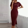 thumbnail image 1 of Robe d'Été pour Femmes 2024 Mode Grande Taille Décontractée Printemps/col en V Manches Courtes Robe 50 % de Réduction!, 1 of 6