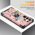 thumbnail image 2 of ELEHOLD Heavy Duty Rugged Case for Samsung Galaxy S23 Ultra,360° Rotation Ring Holder Kickstand Function Anti-Slip Work with Magnetic Car Mount Shockproof Protective Case,Rosegold, 2 of 8