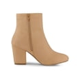 thumbnail image 3 of BLISSFUL STEP Women's Side Zipper Round Toe Block Heel Ankle Boots Camel 7, 3 of 7