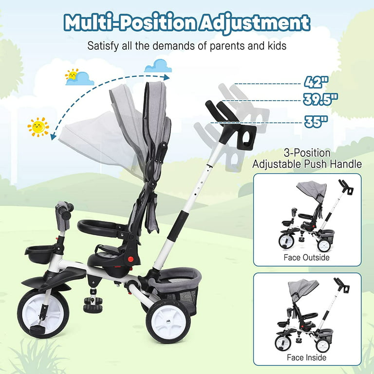 FableKids® Tricycle 7in1 Tricycle enfant guidon vélo bébé
