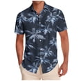thumbnail image 2 of Zylanna Men's Casual Button Down Shirts with Pockets, Short Sleeve Collared Hawaiian Print Breathable Summer Beach Shirts for Men Navy, 2 of 6