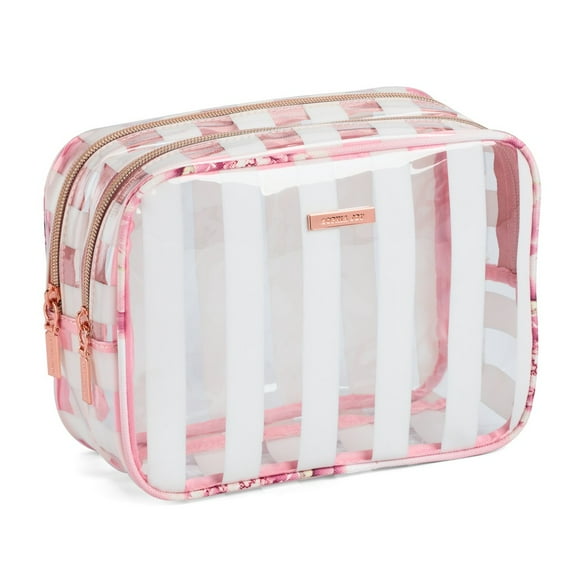 Sophia Joy Pink and White Clear Double Zip Organizer