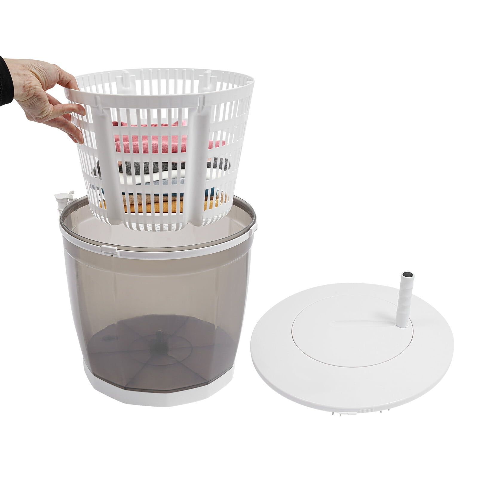 Portable Washer Machine, 2 in 1 Manual Washing Machine & Dryer with 4.4 LBS Washing Capacity, 40-50% Dehydration Rate, Portable Clothes Washing Machines, Compact Outdoor Washer Spin Dryer Grey