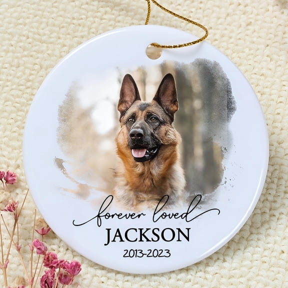 Personalized Dog Christmas Ornament, Dog Memorial Ornament, Custom Dog Photo Ornament, Dog Keepsake Memorial, Dog Loss Sympathy Gifts, Dog Memorial Gifts - Ceramic