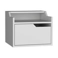 thumbnail image 2 of Floating Nightstand, Dual-Tier Design, Spacious Drawer, White, 2 of 5