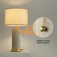 thumbnail image 2 of Table Lamp Set of 2 with Beige Fabric Shade Farmhouse Pull-Chain Switch Table lamp with grey fabric base Nightstand Bedside Lamps, 2 of 8