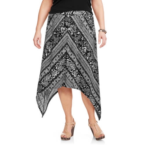 Faded Glory - Women's Plus Sharkbite Hem Skirt - Walmart.com - Walmart.com