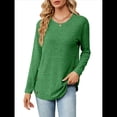 thumbnail image 1 of Blusas de Larga con Cuello Redondo para Mujer, Blusas Holgadas con Botones para Otoño e Invierno 2025. Verde M, 1 of 10