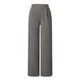 thumbnail image 4 of Women's Solid Color High Waist Straight Leg Dress Pants, Stretchy Work Slacks with Side Pockets, Comfortable Business Casual Trousers for Office Daily Wear Grey L, 4 of 8