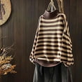 thumbnail image 2 of Ashirexll Winter Sweaters for Women, Pullover Sweaters for Women, Women's Vintage Striped Color Block High Neck Knit Sweater Casual Loose Fitting, 2 of 5