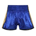 thumbnail image 3 of Yhong Kids Boys Girls Sport Shorts Metallic Patchwork Side Slit Letter Embroidery Boxing Fighting Blue&Gold L, 3 of 7