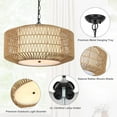 thumbnail image 2 of DUOSONG Farmhouse Chandelier Light Fixture,4-Light Rattan Boho Chandeliers For Dining Room With Fabric Shade,Hand Woven Large Rattan Dining Room Light Fixture For Kitchen Bedroom Island Hallway Brown, 2 of 8