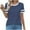 Navy, variant on Women's Casual Tshirts Short Sleeve Polyester T Shirts Summer Trendy Pleated Front Crewneck Color Block Tops (XL, Pink)