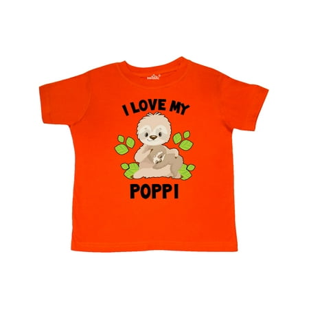 

Inktastic Cute Sloth I Love My Poppi with Green Leaves Gift Toddler Boy or Toddler Girl T-Shirt