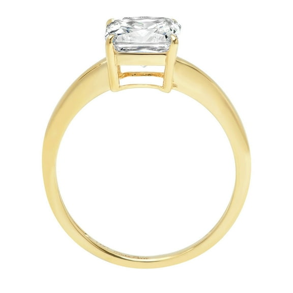 2 ct Asscher Cut Moissanite Solitaire Engagement Ring for Women in 18K Yellow Gold