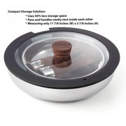 Ergo Chef Pro Series 8pc Smart Pan Set, Removable Handles, Space Saving Nesting, Electric, Gas & Induction Cooking, RVs & Camping, Stainless Steel & Ceramic w/ Glass Lid
