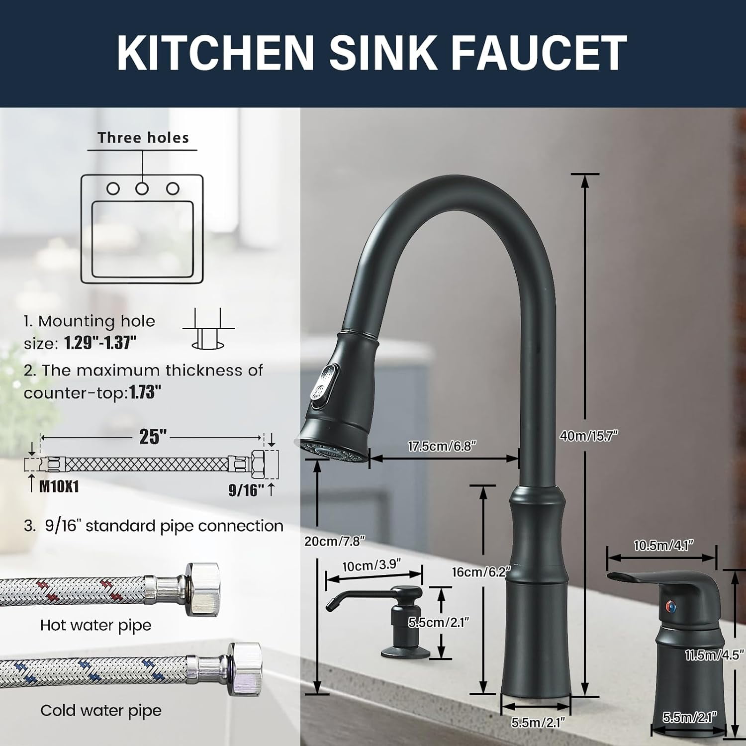 Zovajonia Matte Black High Arc 8 in Kitchen Faucet