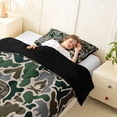 thumbnail image 3 of Catabedysis Vintage Camouflage Camper Twin Comforter Sets,Wild Animal Deer Bear Bedding Set For Boys,Green Grey,Black Reversible,2-Piece,1 Comforter and 1 Pillowcase, 3 of 7