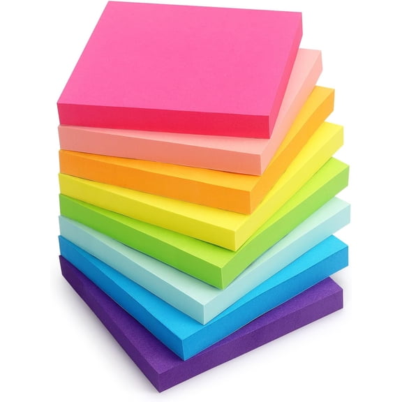 8 Pads Sticky Notes 3x3 Self-Stick Notes 8 Bright Multi Colors Purple Sticky Notes, 85 Sheet/Pad