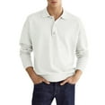 thumbnail image 2 of Mems Polo Shirts Long Sleeve Button Tees Shirts Slim Fit White Mens Casual Polo Shirts, 2 of 3