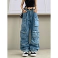 thumbnail image 3 of Women's Cargo Pants Y2K Clothing Multi-Pocket Relaxed Fit Jeans Grunge Clothes  Hip Streetwear, 3 of 7