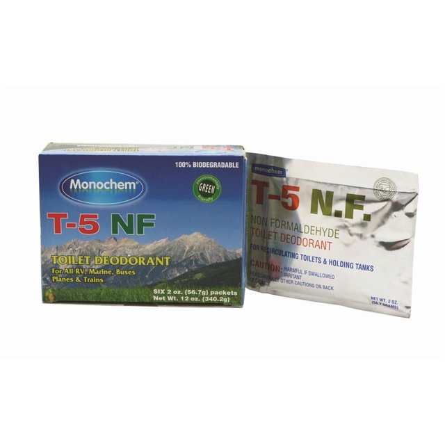 Valterra Traitement de Réservoir de Stockage de Déchets VM30621 Monochem T-5; Utilisé pour Neutraliser les Odeurs de Déchets dans les Toilettes à Recirculation; Sans Formaldéhyde; Sachets de Papier Aluminium en Poudre de 2 Onces; 6 Traitements par Boîte