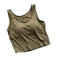 thumbnail image 2 of Women Cropped Tank Tops Built in Bra Sleeveless Athletic Yoga Camisole Soft Padded Sports Vests Shirts for Teen Girls Tennis Dresses for Women Green L, 2 of 5